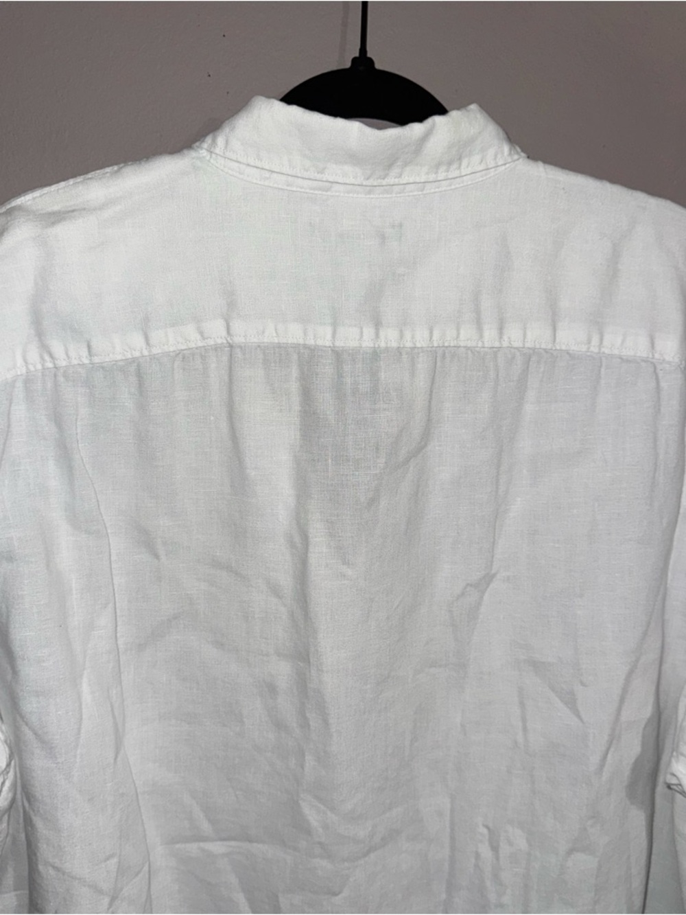 XLT Lands' End White Short-Sleeve Button-Down Linen Shirt - Picture 4 of 10